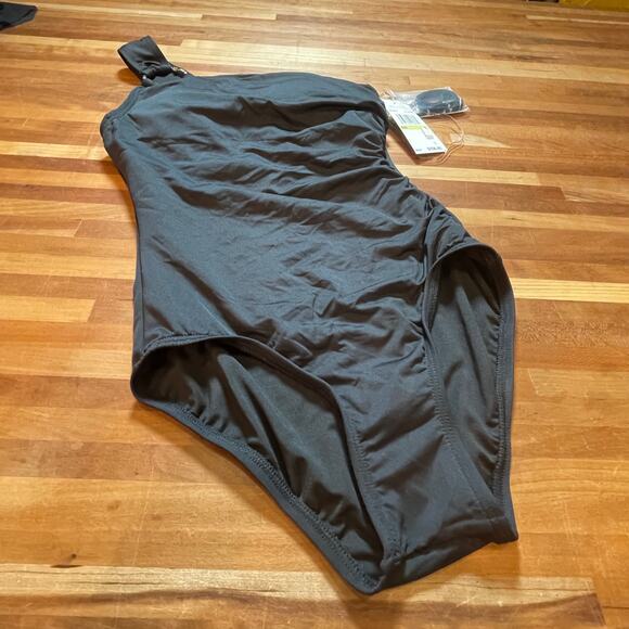 Michael Michael Kors Embellished One-Shoulder One-Piece Swimsuit Black Size 4 - Picture 8 of 12